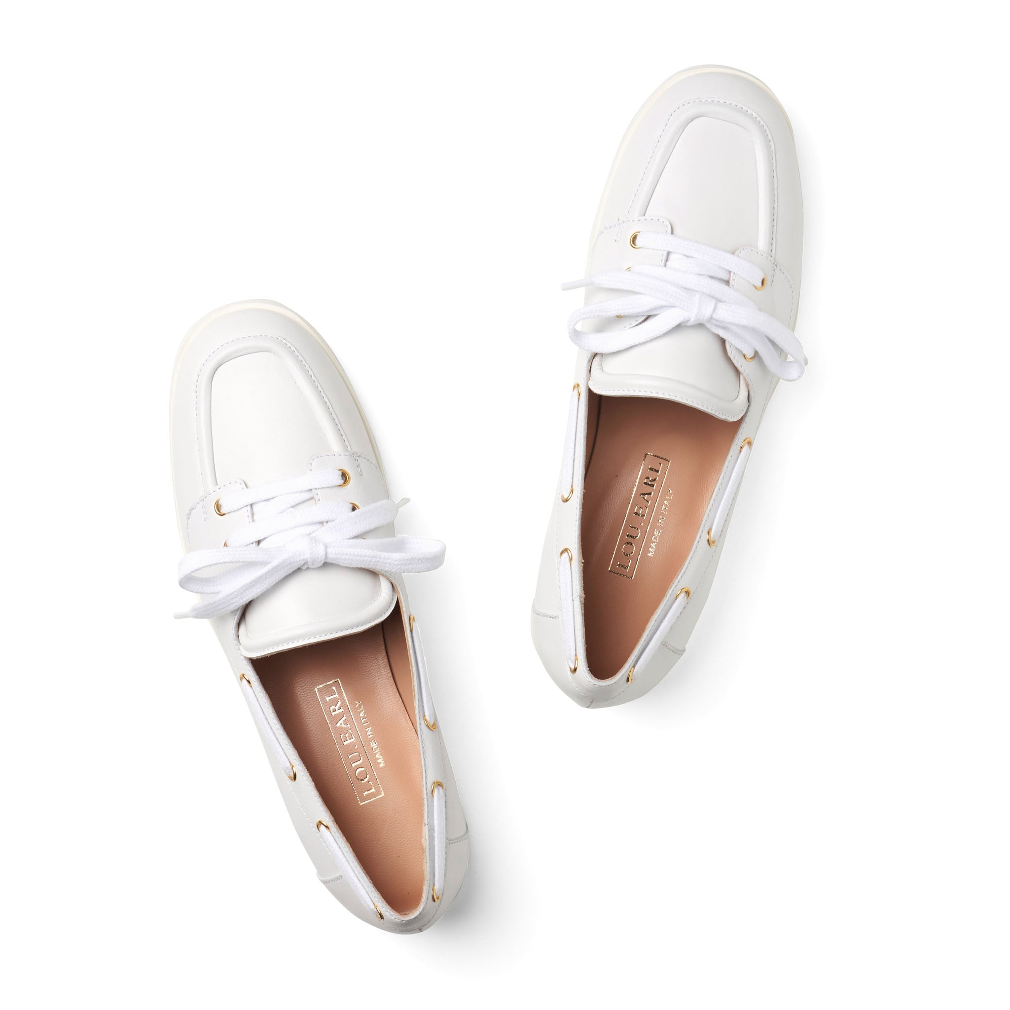 Audrey Boat Shoe Loafers in White - LOU.EARL