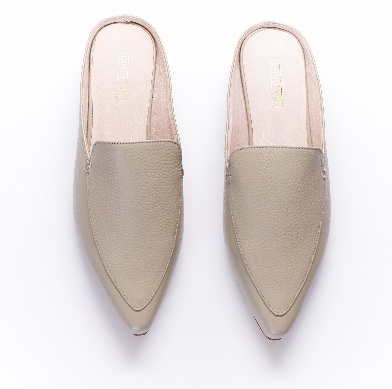 pointed toe slip on tumbled leather flat mule shoes for women. sale last pairs. size 6.