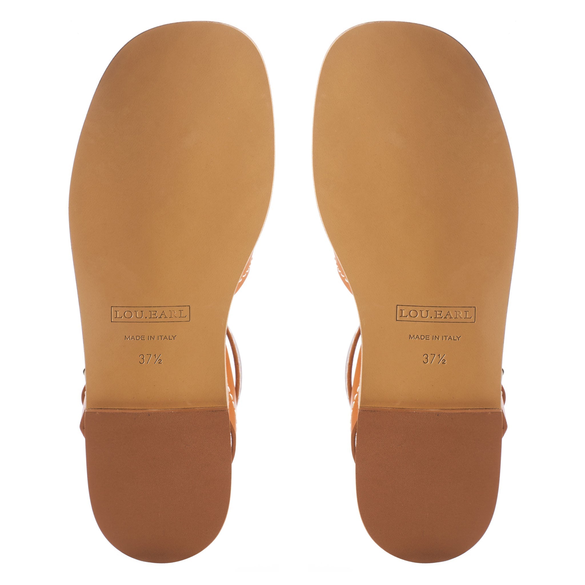 Pierrette Open Toe Flat Sandals in Cognac - LOU.EARL