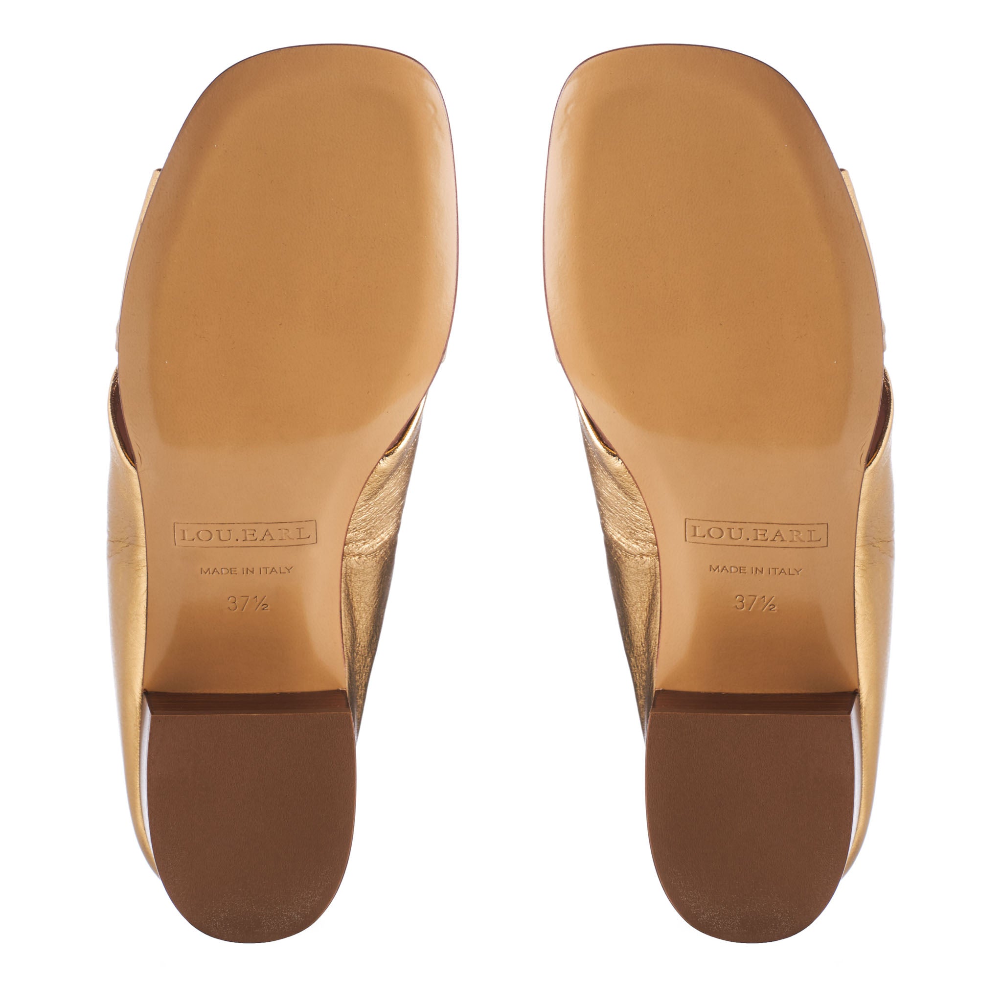 square toe blocky heels mid height gold metallic calfskin