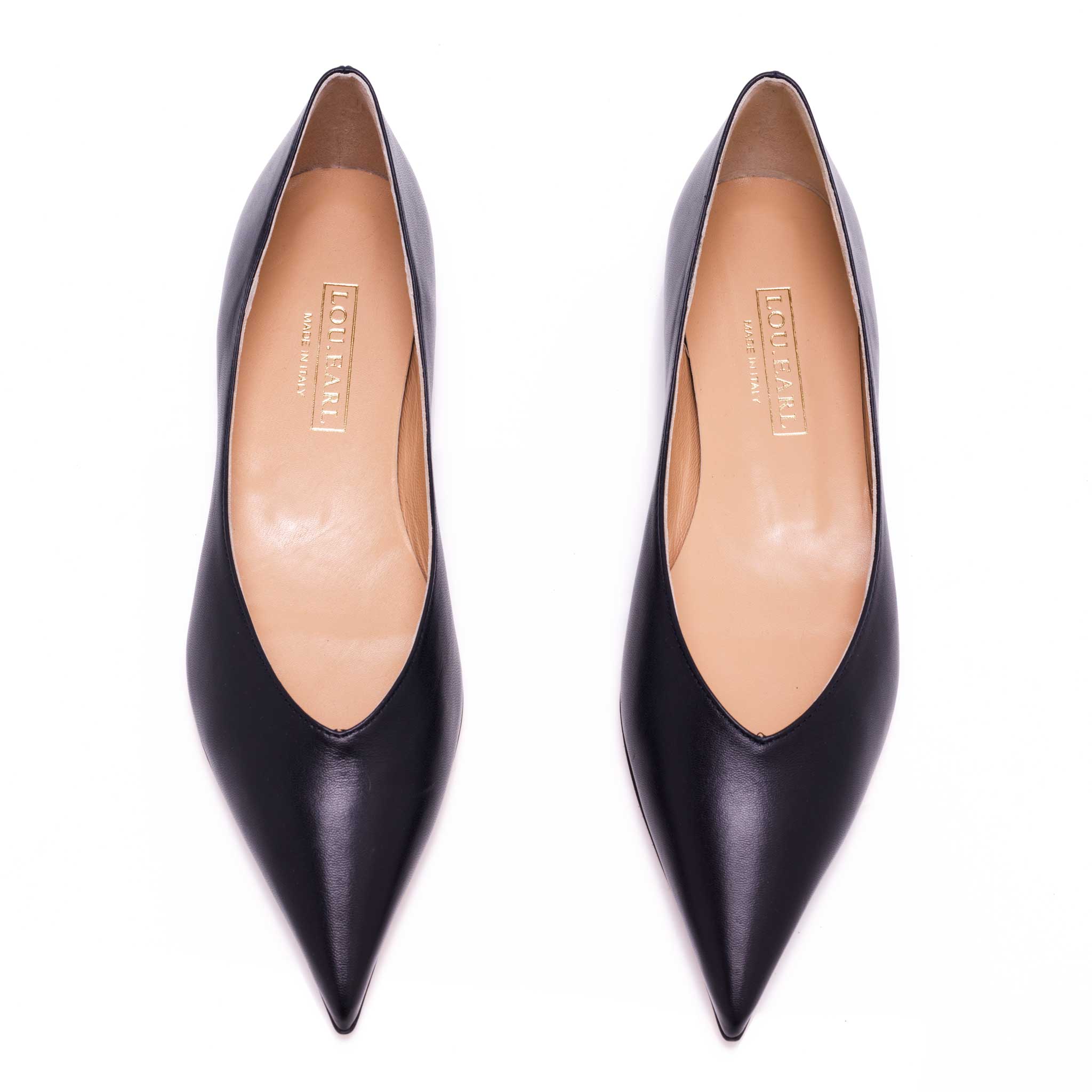 leather pointed toe navy blue leather flat shoes for women made in Italy
