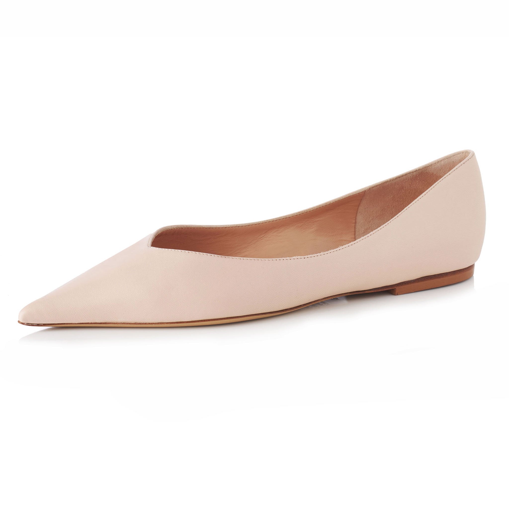 Vivienne Pointed Toe Flats in Nude - LOU.EARL