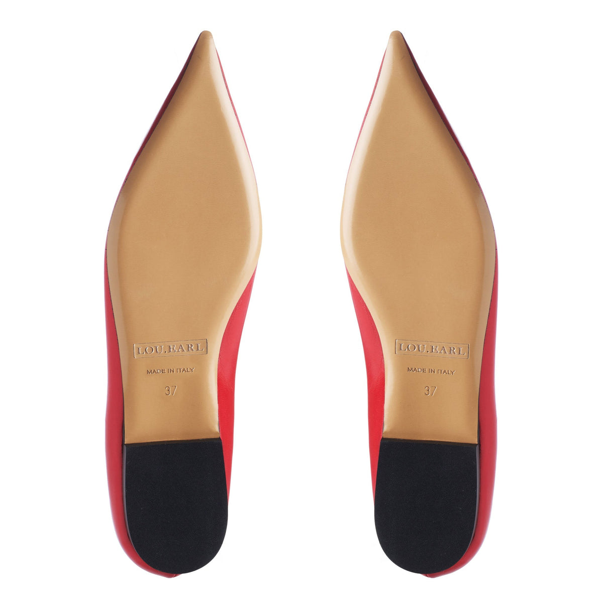 Vivienne Pointed Toe Flats in Red - LOU.EARL