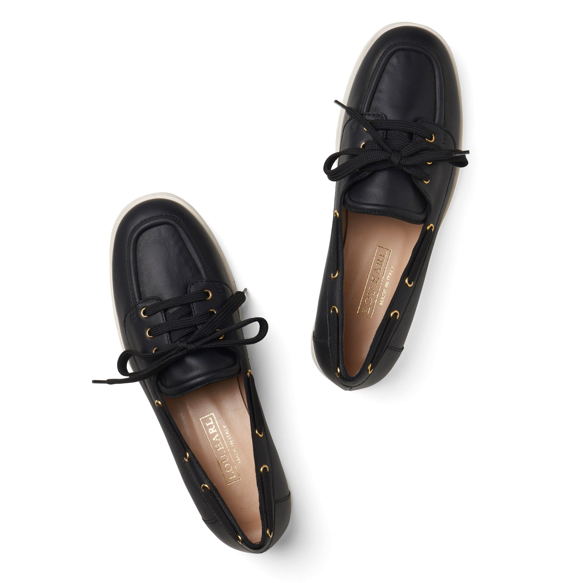 Audrey Boat Shoe Loafers in Black - LOU.EARL