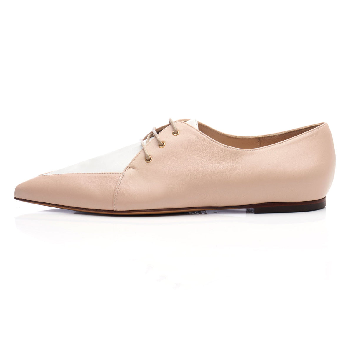 Eleanor Pointed Toe Oxfords in Nude - LOU.EARL