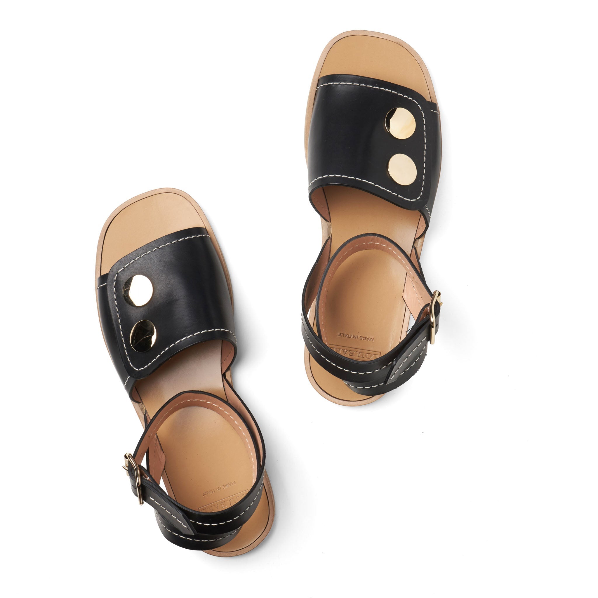 Pierrette Open Toe Flat Sandals in Black - LOU.EARL