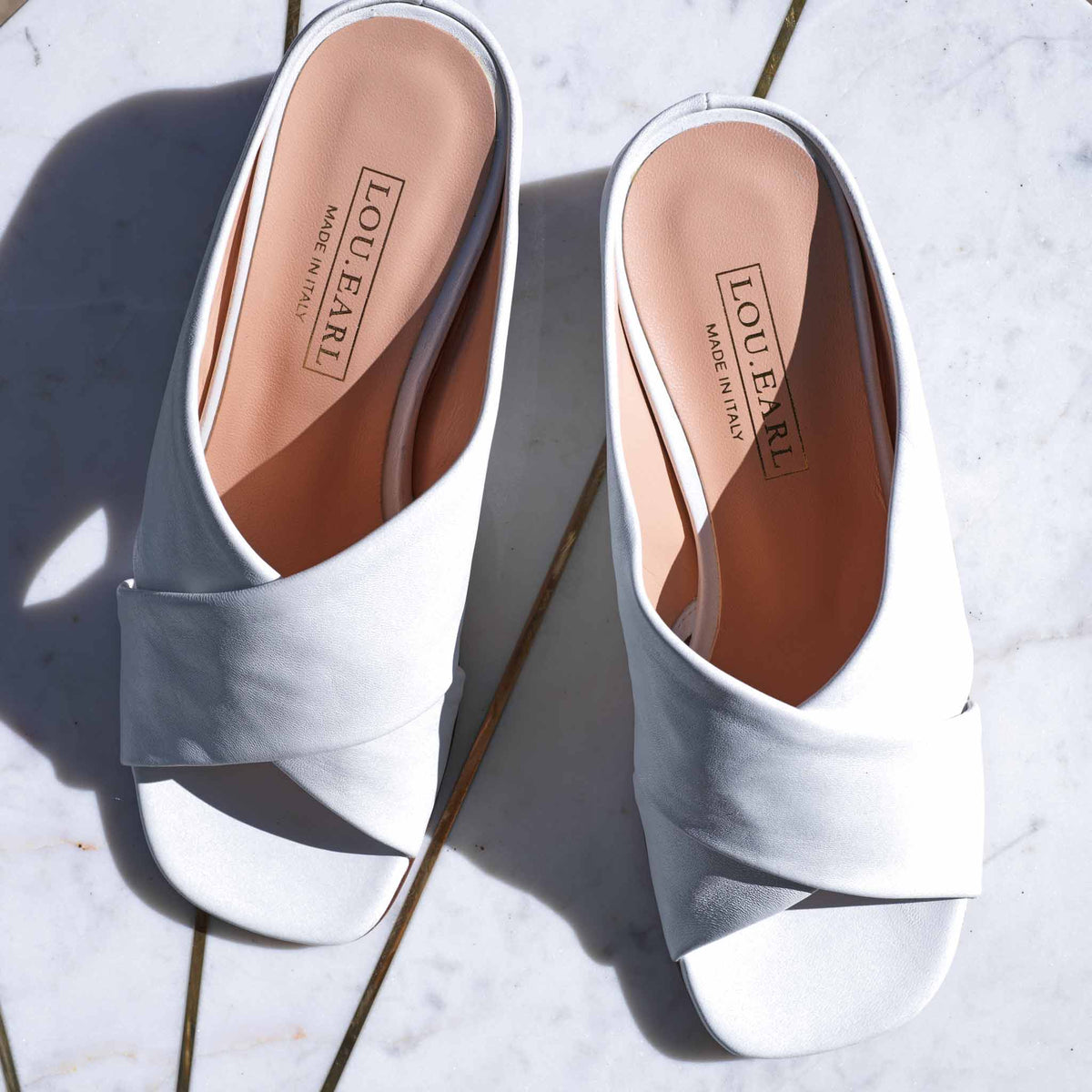 The Classic Slide Heels in White - LOU.EARL