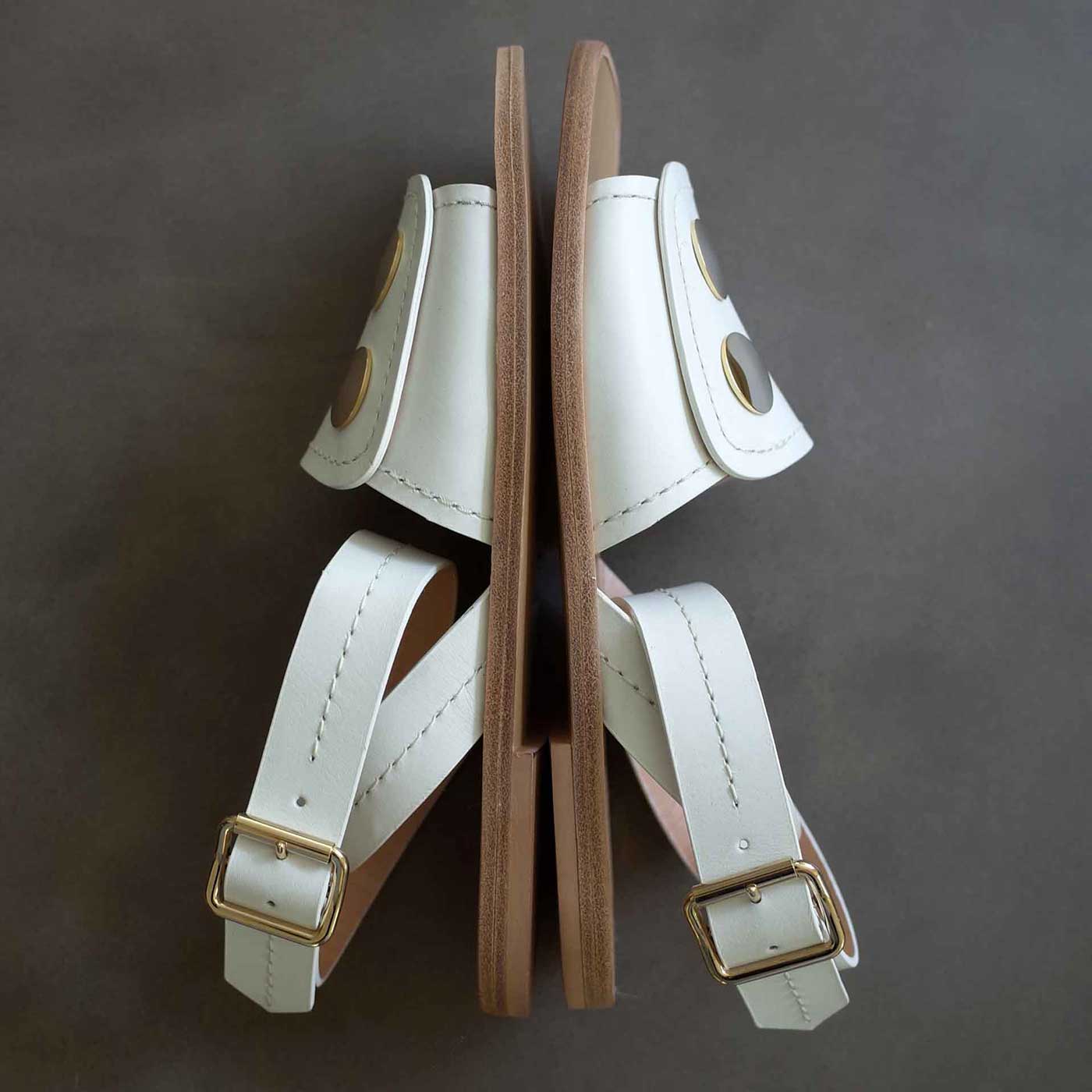 bold white leather open toe flat sandals for women