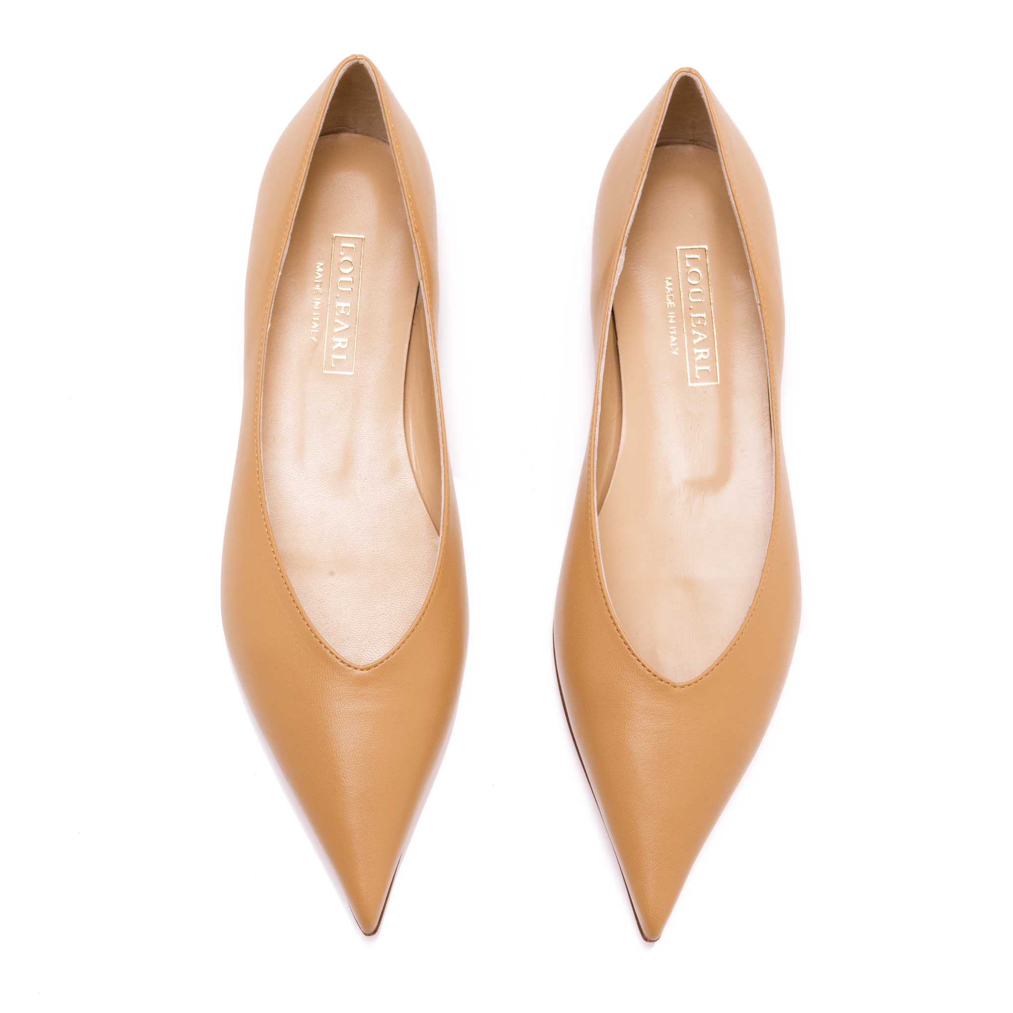 Vivienne Pointed Toe Flats in Camel - LOU.EARL