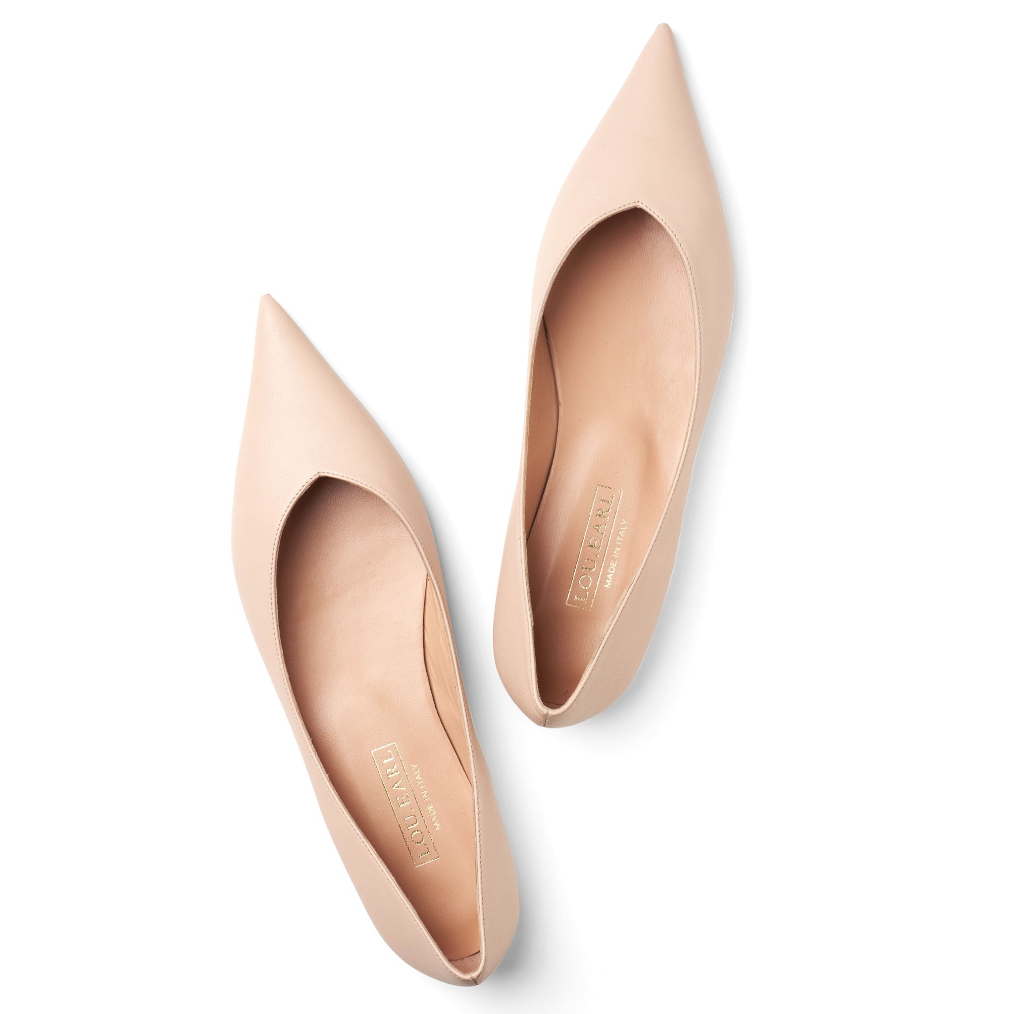Vivienne Pointed Toe Flats in Nude - LOU.EARL