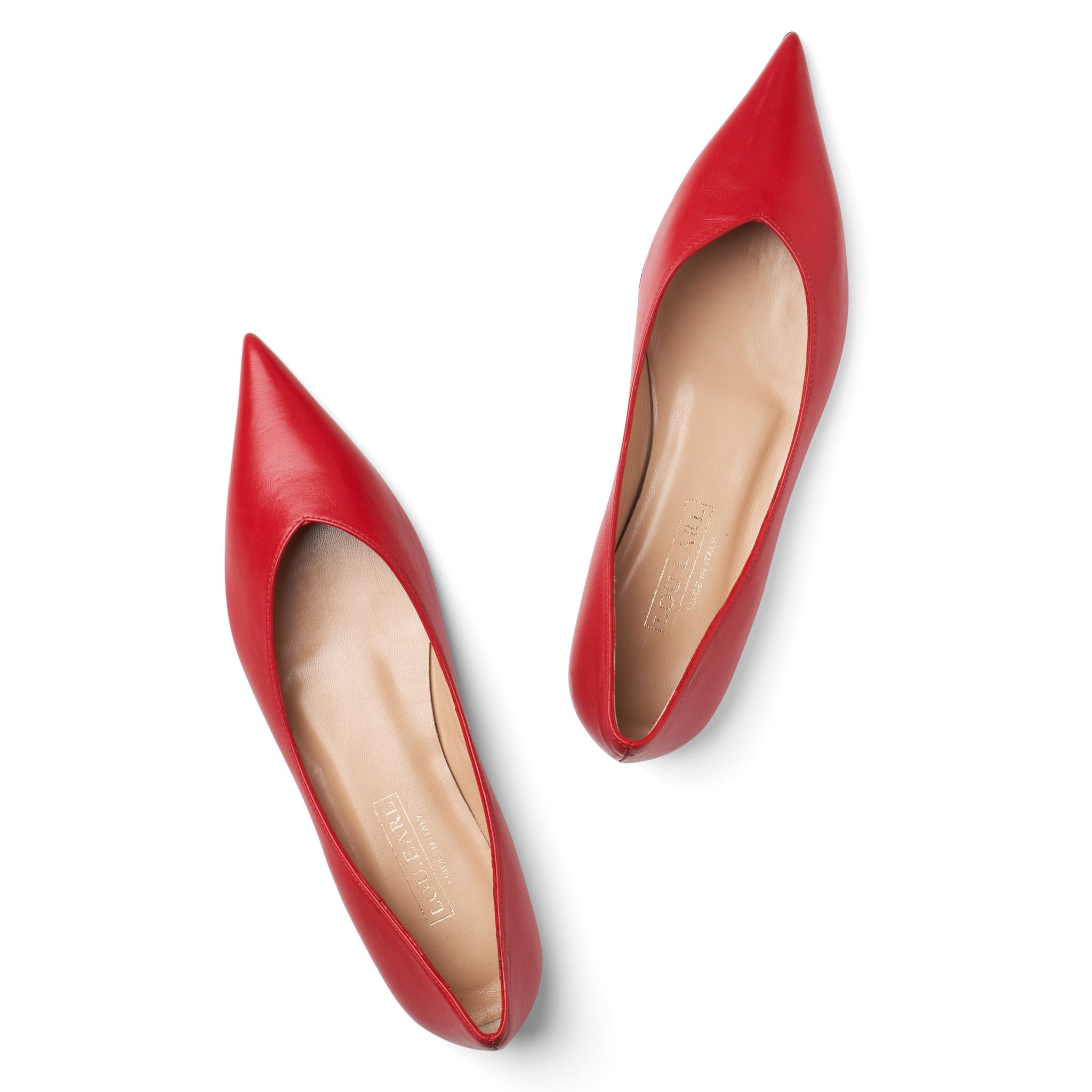 Vivienne Pointed Toe Flats in Red - LOU.EARL