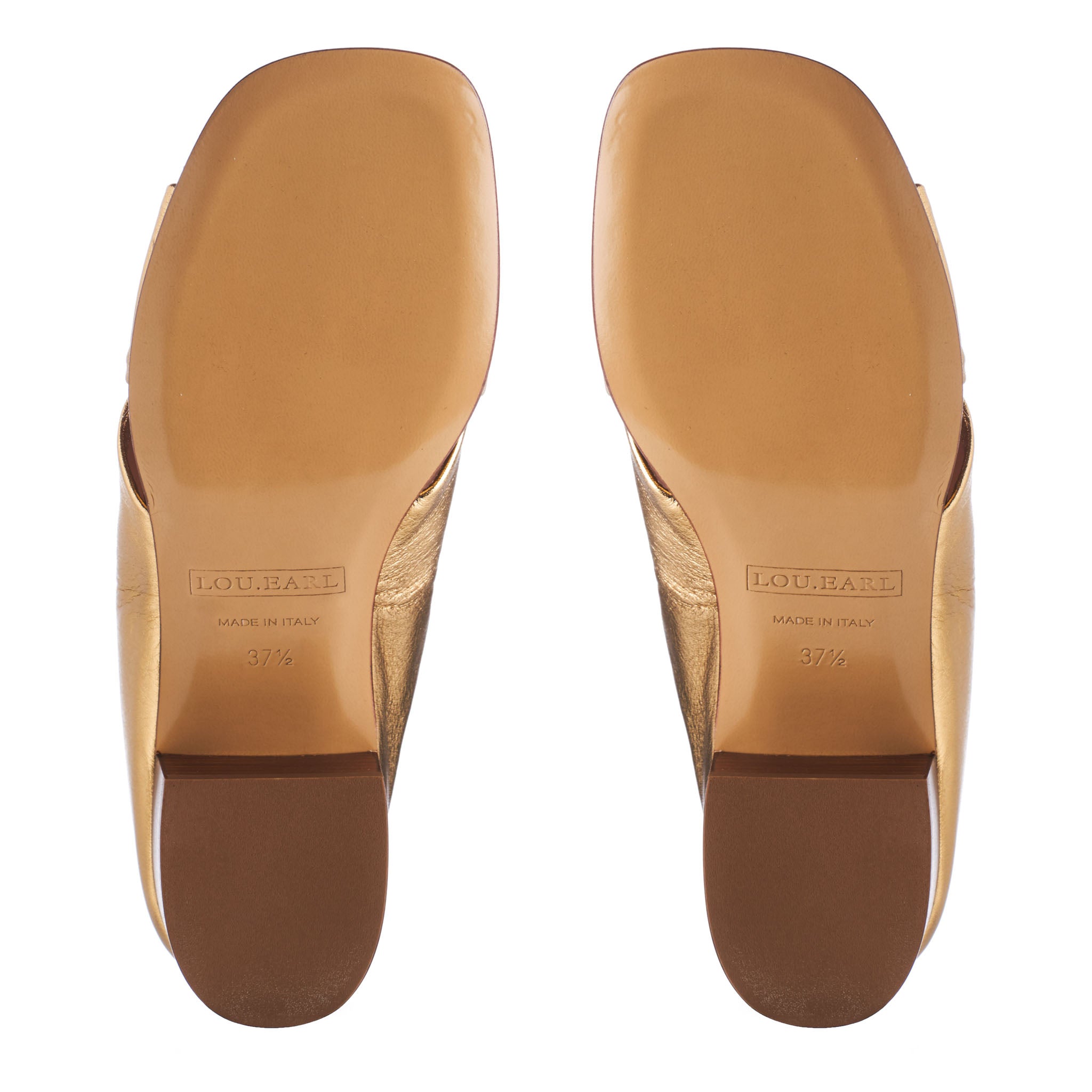 square toe blocky heels mid height gold metallic calfskin