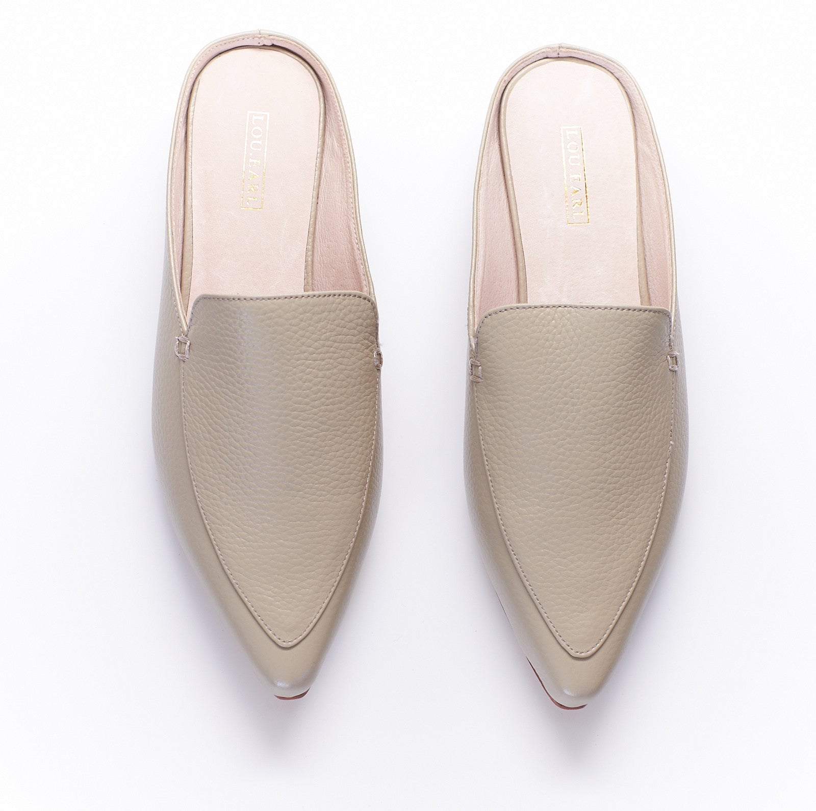 pointed toe slip on tumbled leather flat mule shoes for women. sale last pairs. size 6. 